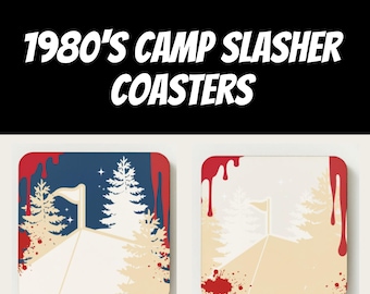 1980s Camp Murder Mystery Coasters, Digital Download + Cork Option
