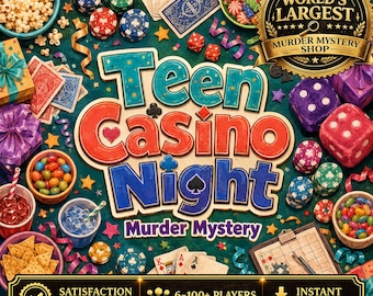 Teen Casino Murder Mystery, Printable Murder Mystery, Teen Birthday Party Game, Mystery Party, Detective Game, Instant Download