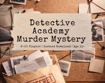 Detective Academy Murder Mystery Party Kit, Unsolved Mystery Game for Teens and Kids,  Cold Case Detective Game, Birthday Party 6-20 Players