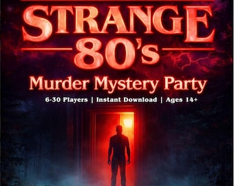 Strange 80’s Murder Mystery Party Game, 80's TV Mystery Game, Unsolved Mystery, Team Building Game, 6–30 Players, Ages 14+