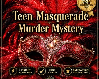 Teen Masquerade Murder Mystery Game, Clean Teen Mystery Game, Teen Birthday Party Game, Sleepover Game