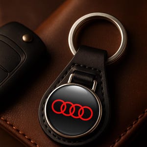 Audi lädernyckelring Personlig lädernyckelring med Audi-logotyp Anpassad bilnyckelring Present till honom
