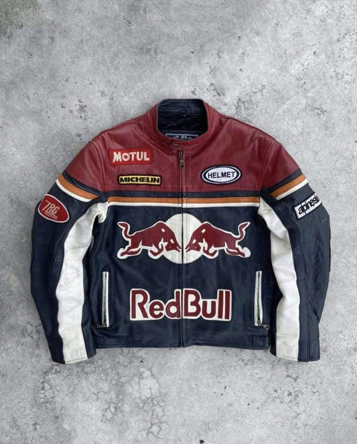Red bull racing leather jacket - Etsy 日本