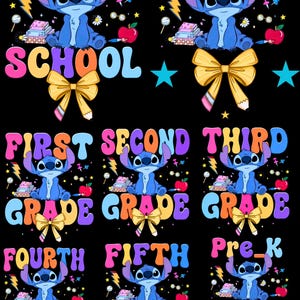 Stitch Back to school png bundle,Cartoon funny back to school png ,first day of school clipart, kindergarten sublimation, digital download