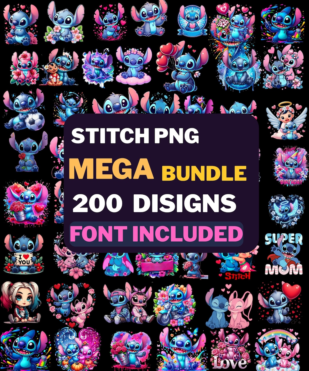 200+ Stitch Png bundle, stitch alphabet and fonts png bundle,Stitch and Angel Png,stitch c