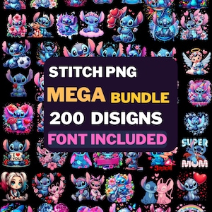 200+ Stitch Png-paket, stygnalfabet och typsnitt png-paket, Stitch och ängel png, Stitch clipart, Lilo tecknad png, Stitch och Lilo png bild 1