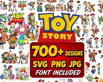 Paquete de imágenes PNG y SVG de Toy Story 5, Buzz Lightyear, Woody y Jessie en formato PNG, alfabeto, diseño de camiseta de cumpleaños de Toy Story, imágenes prediseñadas de Toy Story (descarga digital).
