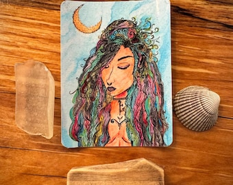 Moon Siren Hand-Signed Print- Watercolor & Ink