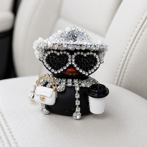 Car Dashboard Duck Ornament, Bling Duck Car Decor, Rhinestone Duck Figurine, Cute Dashboard Accessory, Luxury Car Interior Decor
