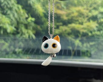 Lindo dije colgante de gato para auto – Dije colgante para auto, decoración interior de auto, dije para auto, dije colgante para auto, accesorios para auto, decoración de auto, vista trasera