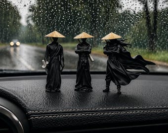 Samurai Dashboard Figurines Set - Car Interior Decor, Aesthetic Car Accessories, Japanese Samurai Statues, Gift for Him