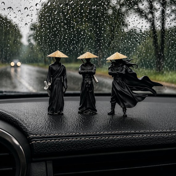 Samurai Dashboard Figurines Set - Car Interior Decor, Aesthetic Car Accessories, Japanese Samurai Statues, Gift for Him