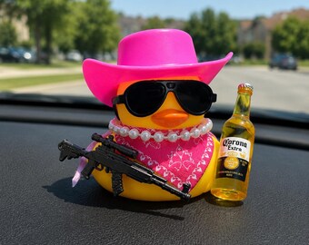 Pink Cowboy Duck Car Charm - Car Charm, Car Decor, Car Accessory, Dashboard Decor, Auto Decor, Interior Decor, Car Ornament, Cool Gift