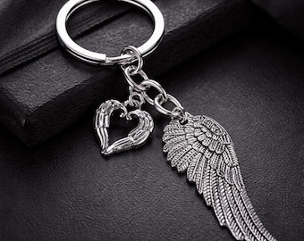 Angel Wing Keychain, safe driving keychain Drive Safe Car Charm, Guardian Angel Gift, Angel Charm, New Driver Gift, Rearview Mirror Charm