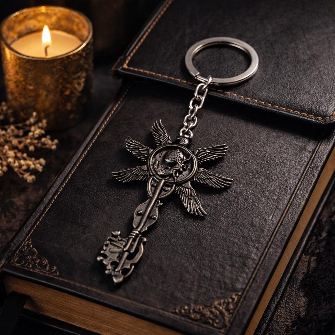 Gothic Skull Keychain Winged Skull Keyring Dark Aesthetic Goth Punk Emo ...