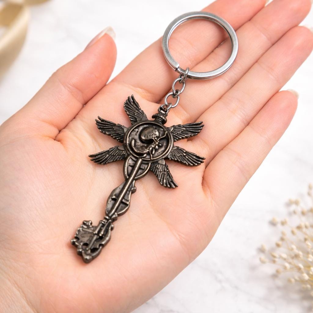 Gothic Skull Keychain Winged Skull Keyring Dark Aesthetic Goth Punk Emo ...