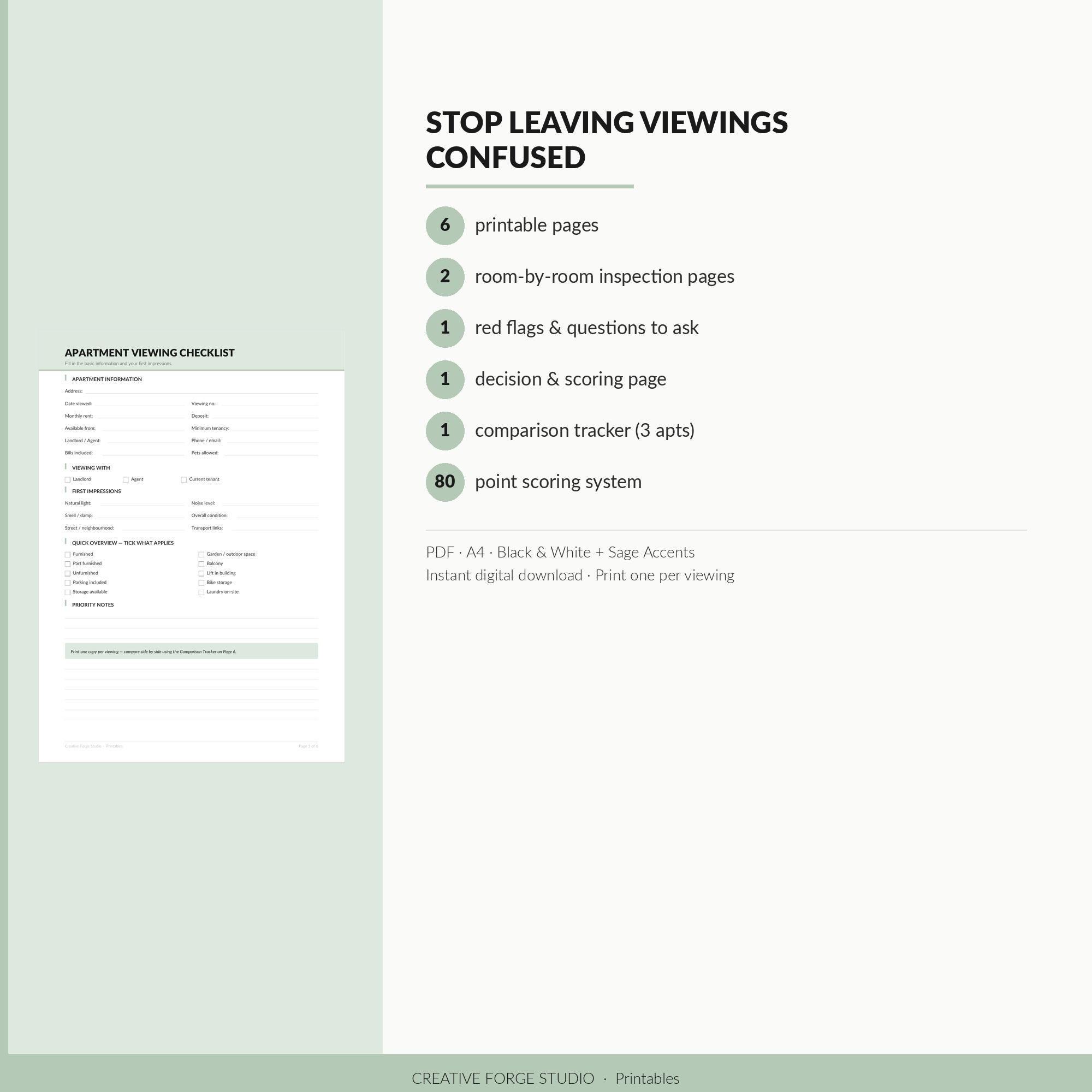 Apartment Viewing Checklist Printable PDF, House Hunting Planner - Etsy