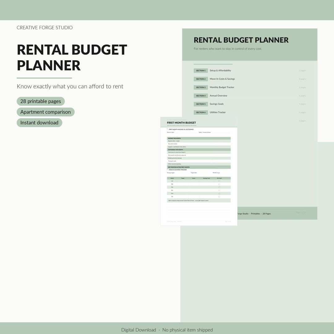 Rental Budget Planner | Monthly Rent Tracker, Apartment Comparison - Etsy