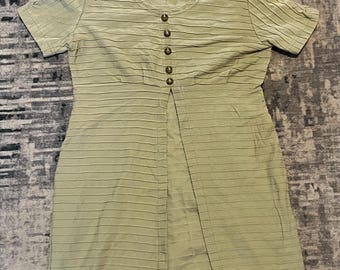 Top vintage Dory Made in USA a coste con bottoni sul davanti, taglia S, verde salvia, anni '90