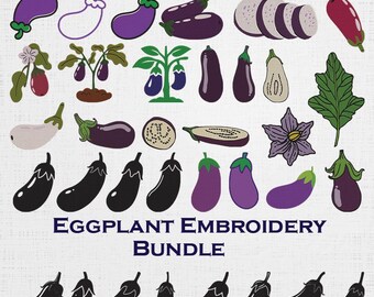 Eggplant Embroidery Design Bundle - Mini Eggplant Machine Embroidery - Brinjal Pattern, Instant Download - 6 Sizes 34 Designs