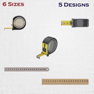 Tailor Tape Set Embroidery - Measuring Tools Machine File - Ruler Pattern - 6 Sizes 5 Designs