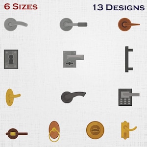 Door Knob Set Embroidery - Door Lock Machine File - 6 Sizes 13 Designs