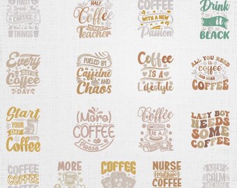 Coffee Embroidery Designs – Food Sayings, Bean Pattern (Digital File)