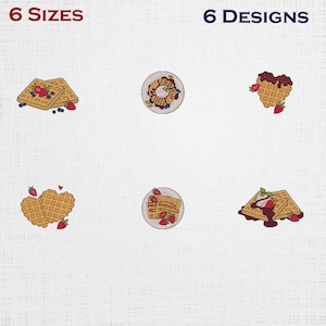 Juego de gofres para bordar - Archivo para máquina de coser con diseño de dulces - 6 tamaños, 6 diseños