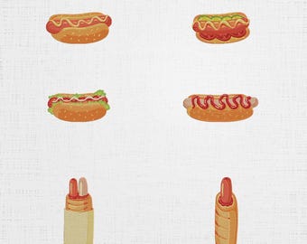 Hot Dog Set Embroidery - Sausages Digital Download - 6 Sizes 6 Designs