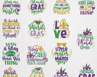 Mardi Gras Embroidery Designs – Love Quotes, Food Sayings Machine File (Digital Download)