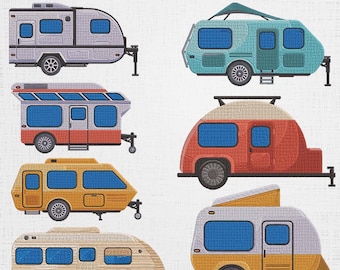 Camper Embroidery Designs - Caravan & RV Machine File (Digital Download)