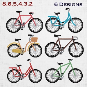 Fahrrad-Stickset – Digitaler Download – 6 Größen, 6 Designs