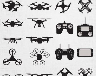 Drone Elements Set Embroidery - Remote Control Digital File - Silhouette Pattern - 7 Sizes 18 Designs
