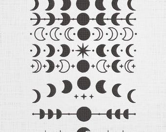 Magic Moon Embroidery Designs - Astrology Machine File (Digital Download, 6 Sizes, 8 Designs)