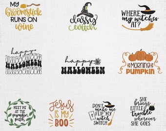 Halloween Set Embroidery - Classy Witch Digital Download - 6 Sizes 10 Designs
