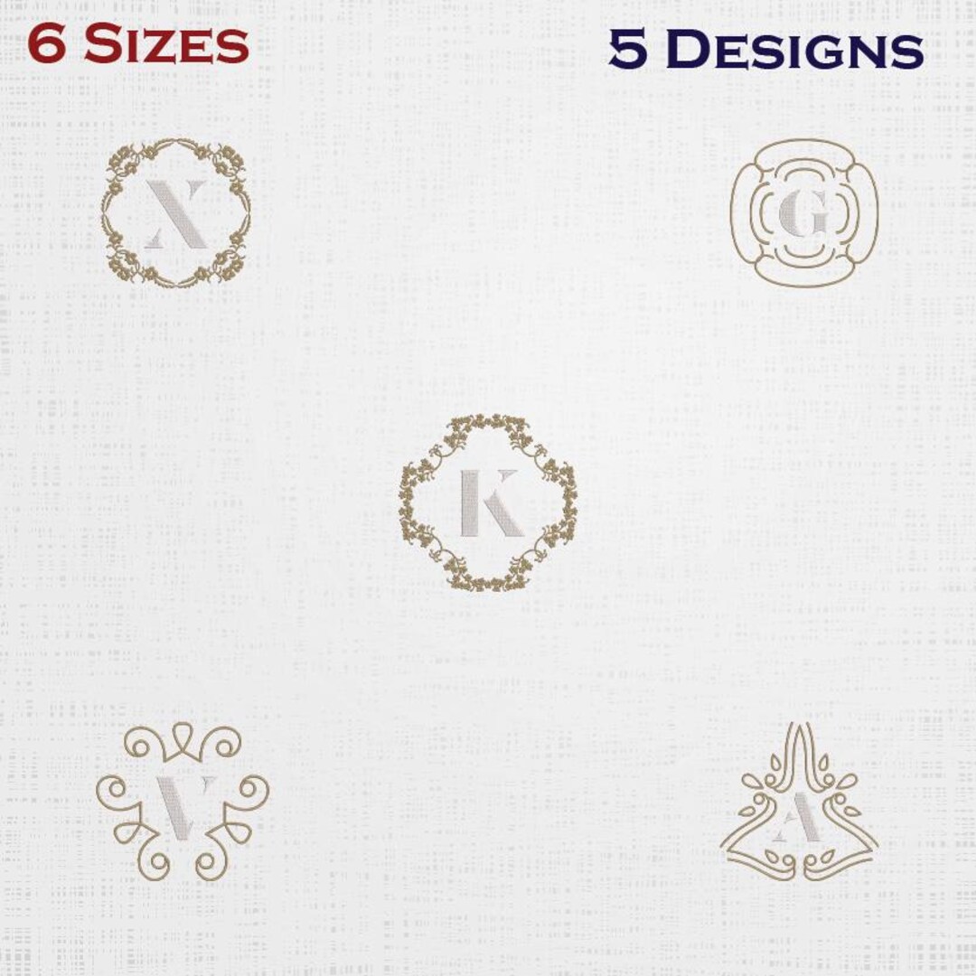 Monogram Set Embroidery - Alphabets Digital Download - 6 Sizes 5 ...