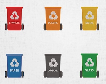 Waste Containers Set Embroidery - Dust Bin Digital Download - 6 Sizes 6 Designs
