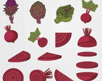 Artischocke Stickdatei Rote Beete Maschinendatei - Gemüse Muster - 7 Größen und 16 Designs