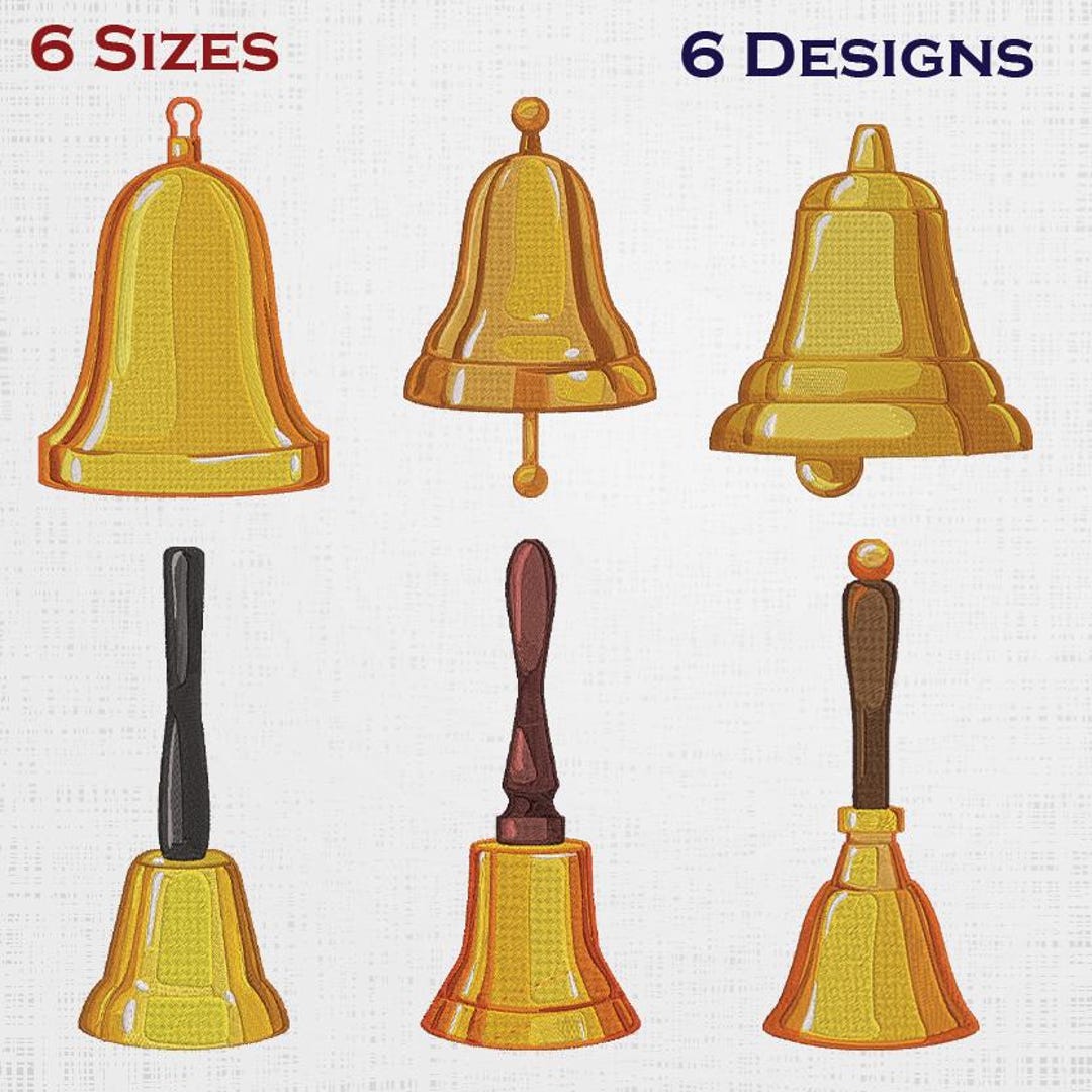 Exclusive Bell Set Embroidery - Chime Digital Download - Christmas Bell ...