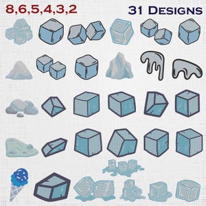 Ice Cubes Embroidery Bundle - Melting Ice Design Pattern - 6 Sizes 31 Designs