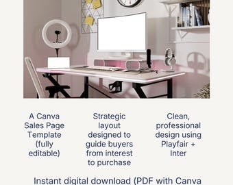 Modèle de vente de produits numériques Canva | Page modifiable | Etsy et mise en page du cours