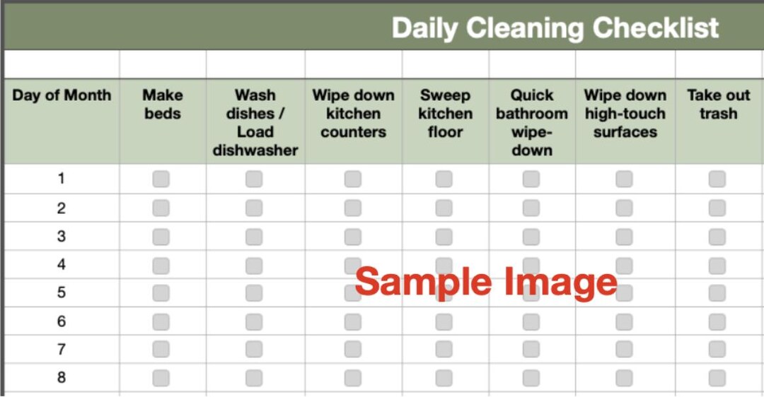 Home Cleaning Tracker Excel Template - Printable Cleaning Schedule ...