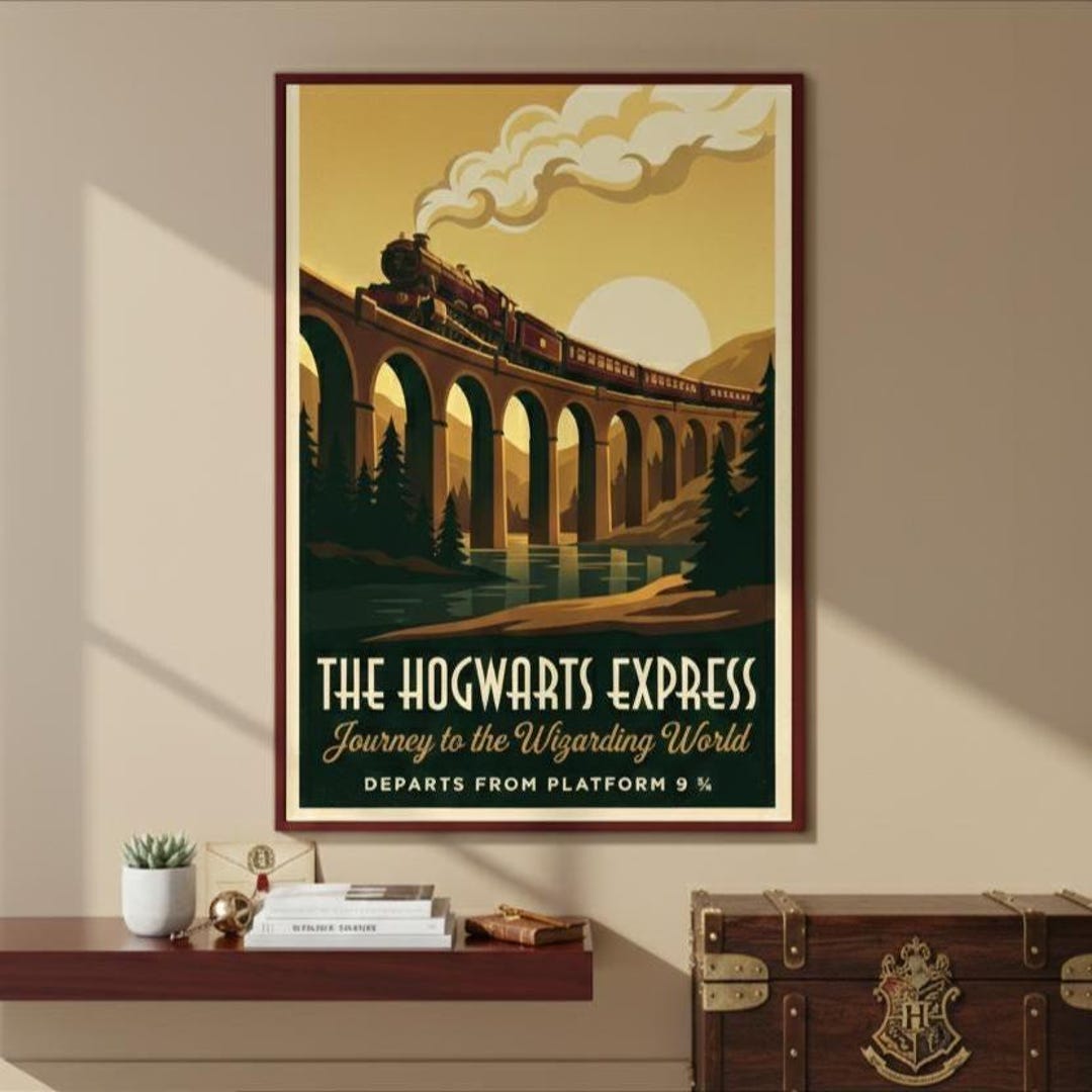 Hogwarts Express Poster Vintage Train Travel Art | Wizarding World 9 3/ ...