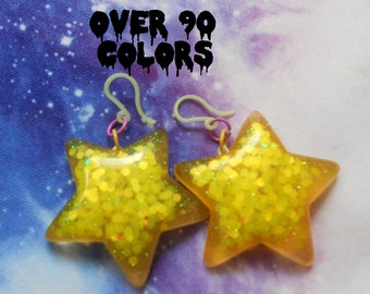 Kawaii Sparkly Star Earrings, Pastel Goth, Fairy Kei, Harajuku