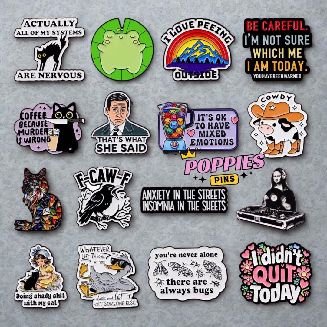Funny Quote Enamel Pins, Sarcastic Humor Pins, Mental Health Pins ...