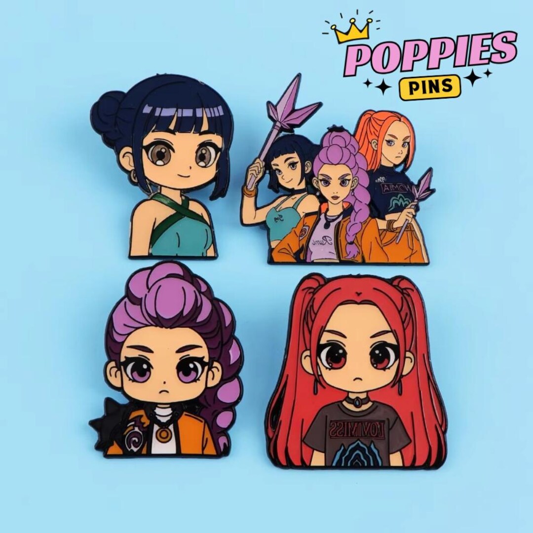 Cute Anime Style Girl Enamel Pins Cartoon Character Pins Kawaii Lapel ...