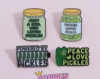 Pickle Lover Enamel Pin Set – Cute Funny Pickle Pins • Kawaii Food Pins • Backpack Jacket Accessories • Pickle Gifts for Her & Him