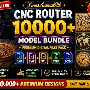 10000+ CNC Router Files Bundle, Wood Carving Designs, Commercial License, Instant Download