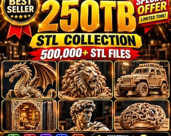 250TB STL Collection, 500,000+ 3D Print Files, Commercial License, Instant Download