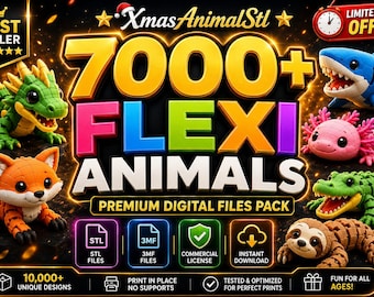 Paquete de más de 7000 animales flexibles en formato STL / Impresión en el mismo lugar / STL y 3MF / Licencia comercial